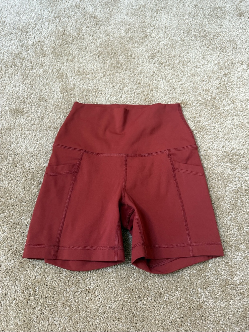 90 Degree By Reflex High-Waist Rust Performance Shorts